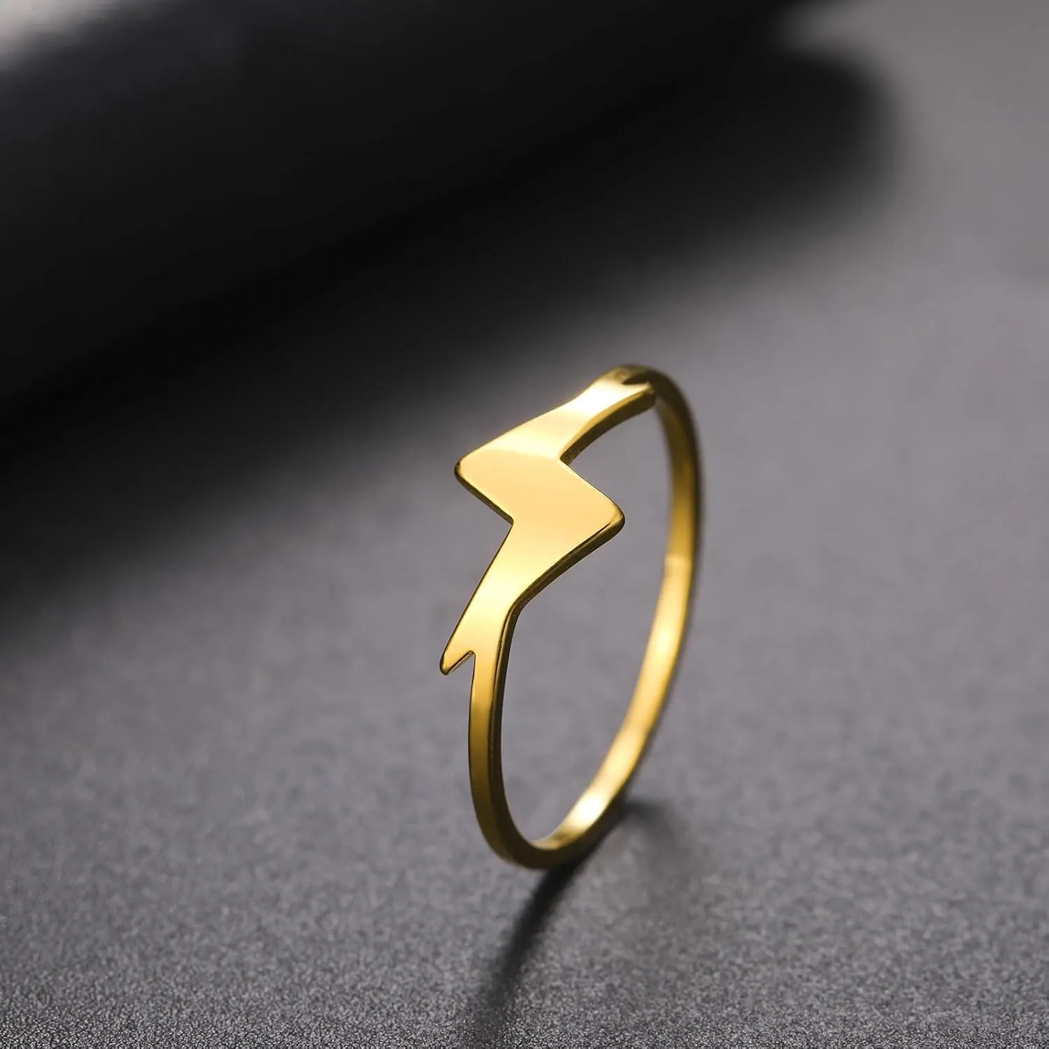 Stainless Steel Rings for Women Lightning Stackable Jewelry Minimalist Polished Accessories Gold, Silver Delicate Everyday Ring Size 7-11