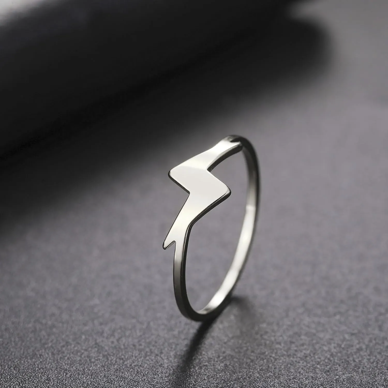Stainless Steel Rings for Women Lightning Stackable Jewelry Minimalist Polished Accessories Gold, Silver Delicate Everyday Ring Size 7-11
