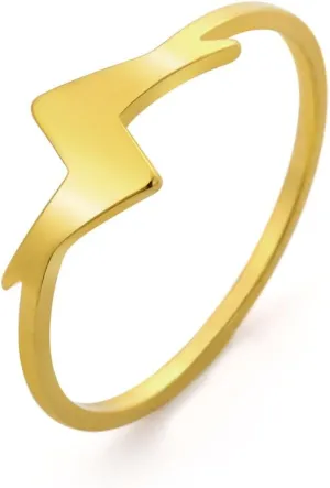 Stainless Steel Rings for Women Lightning Stackable Jewelry Minimalist Polished Accessories Gold, Silver Delicate Everyday Ring Size 7-11