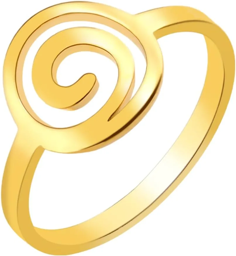 Stainless Steel Spiral Swirl Cutout Ring, Minimalist Geometric Jewelry for Women Men - 8, B Gold