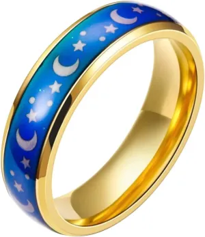Star Moon Frosted Ring for Women Personality Engagement Ring Anniversary Ring Minimalist Design Rings