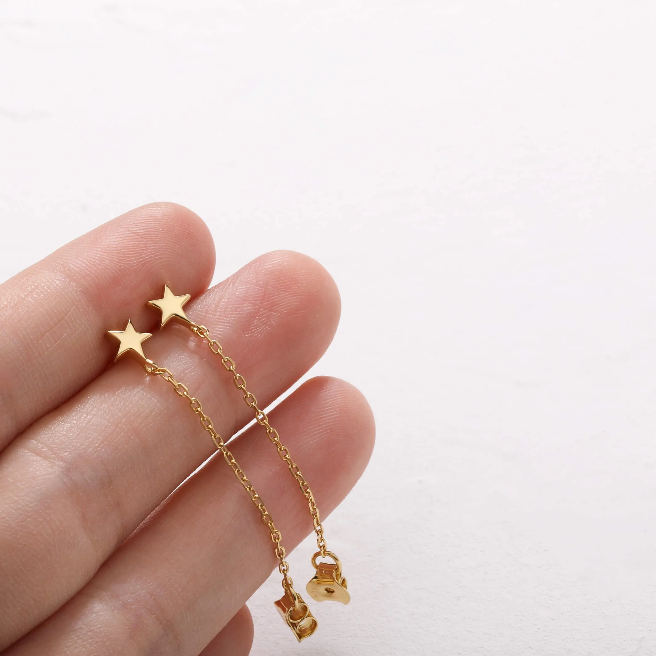 Star with Chain Dangle Earrings