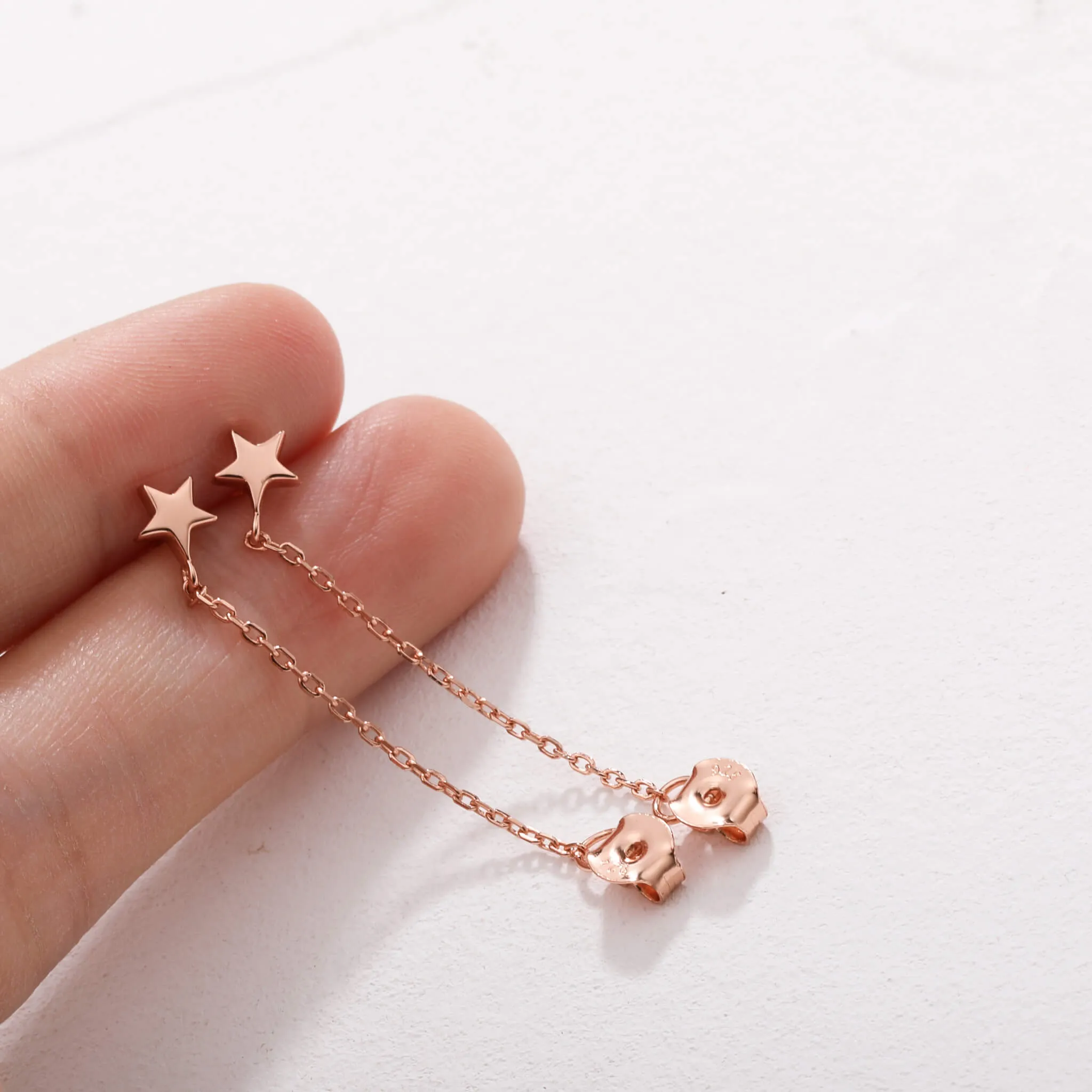 Star with Chain Dangle Earrings