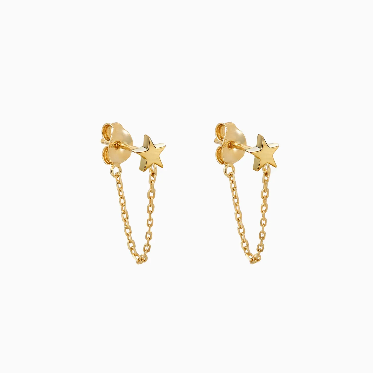Star with Chain Dangle Earrings