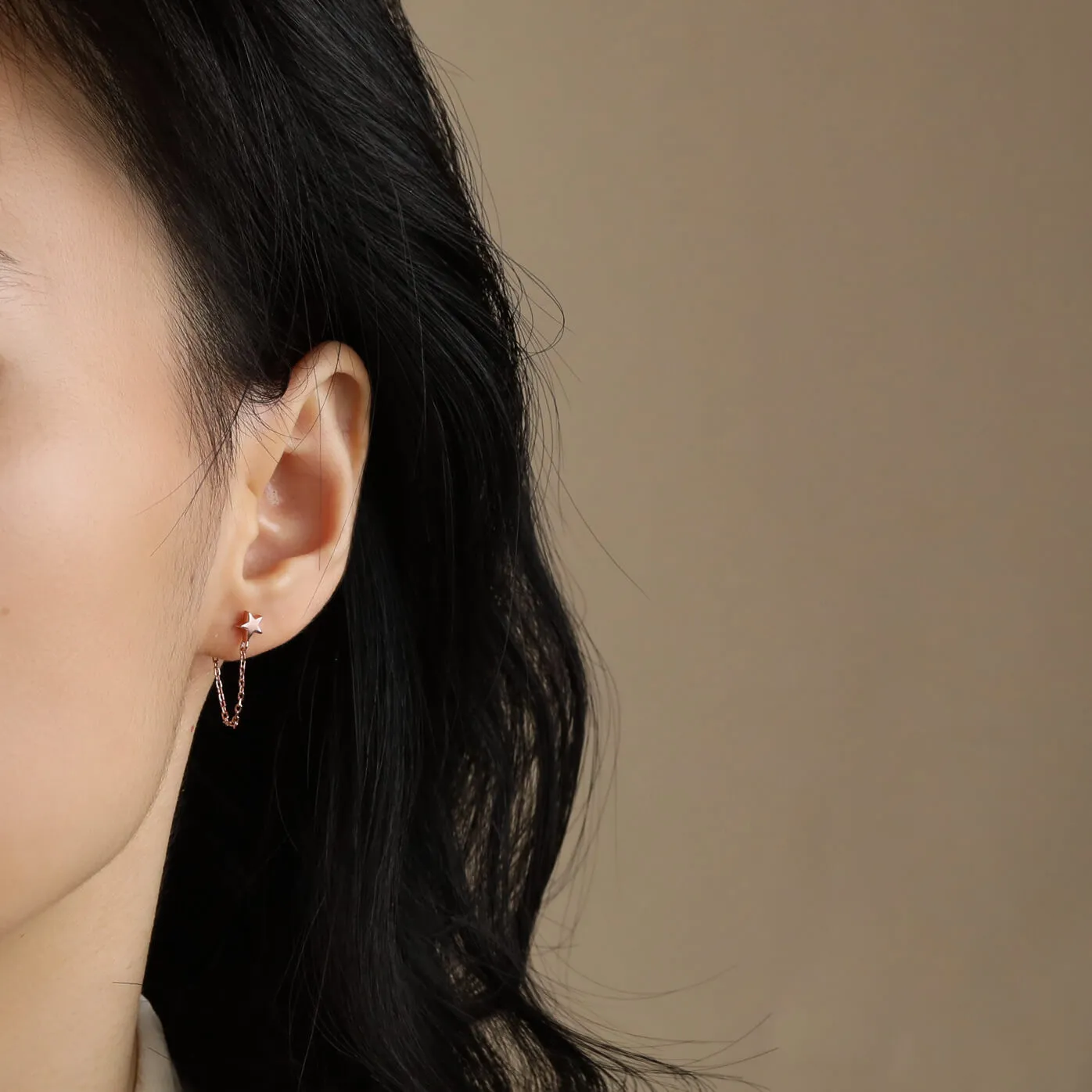 Star with Chain Dangle Earrings