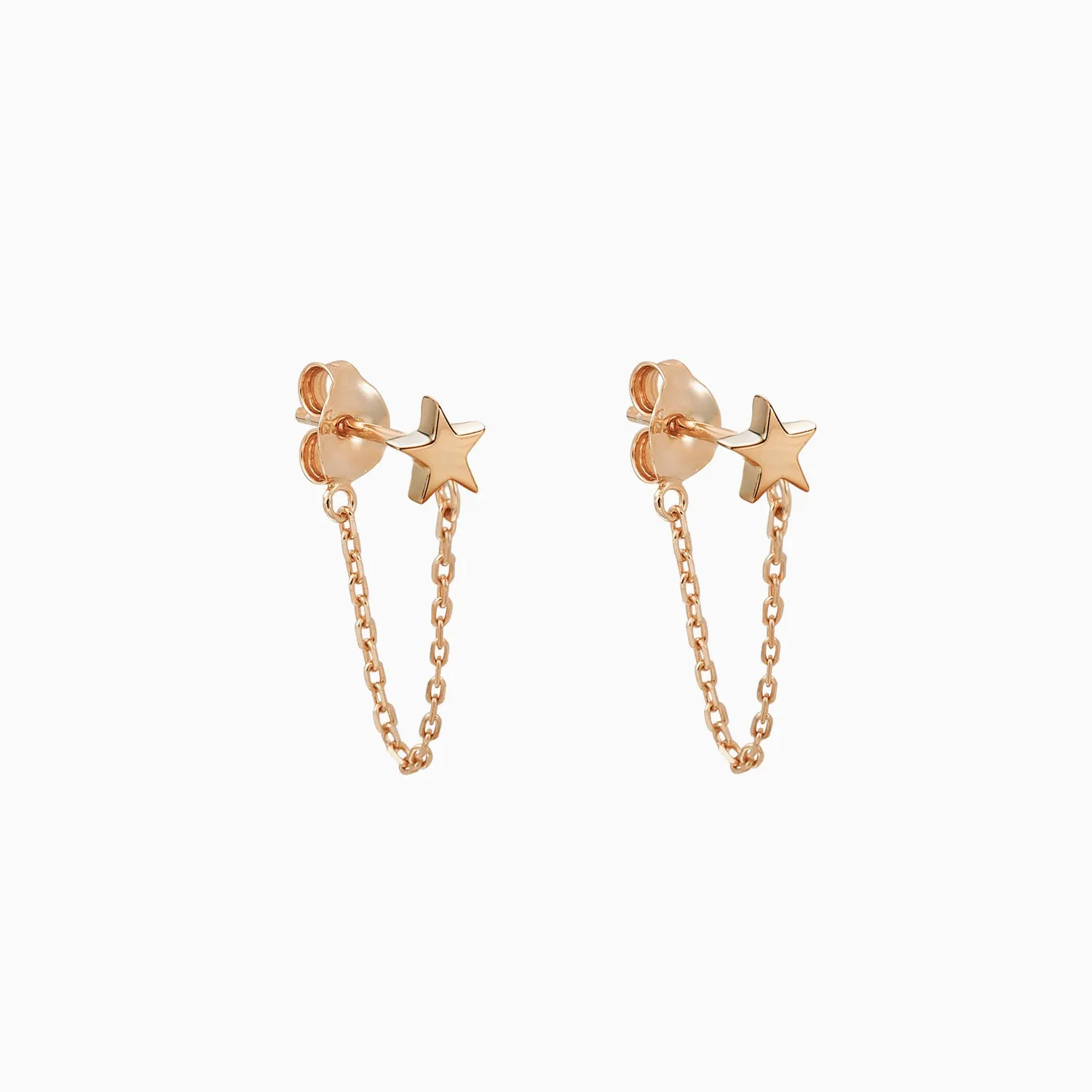Star with Chain Dangle Earrings