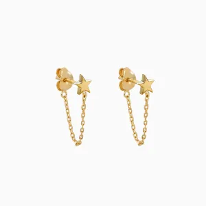 Star with Chain Dangle Earrings