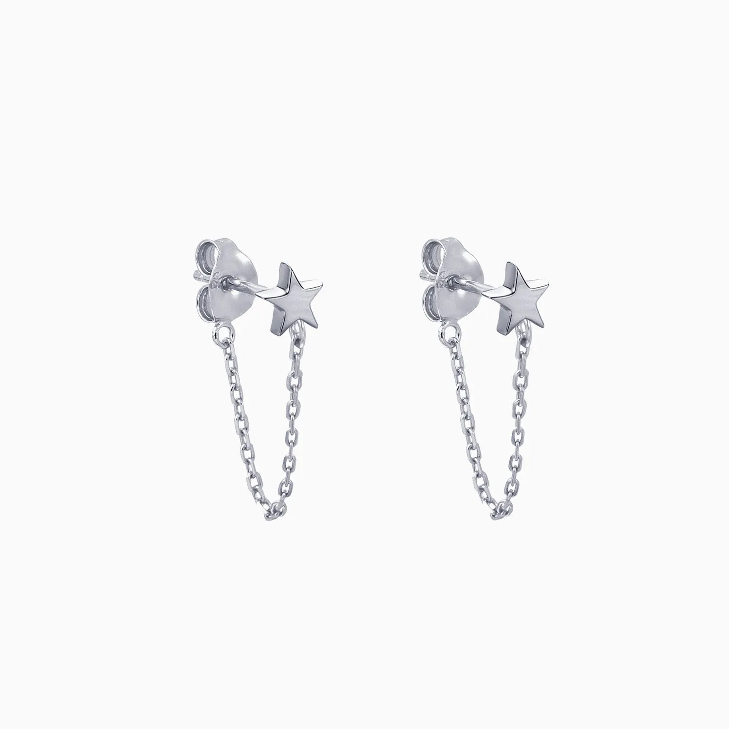 Star with Chain Dangle Earrings