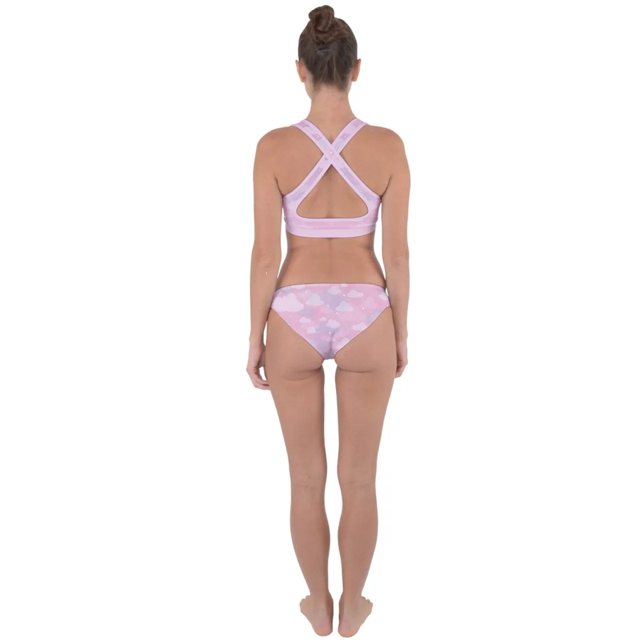 Starcrossed Skies Pink Cross Back Hipster Bikini Swimsuit