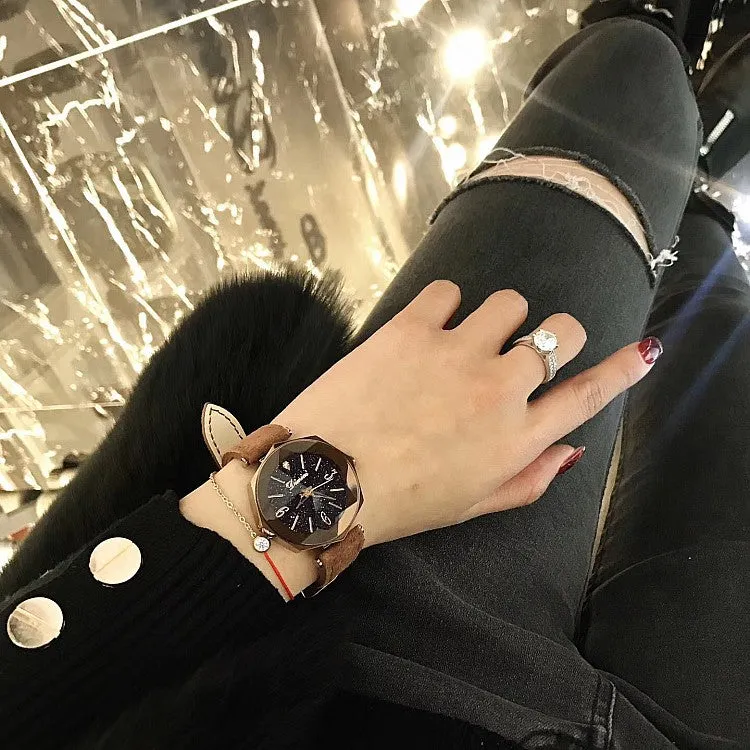 Starry Sky Rhombus Glass Frame Women's Watch