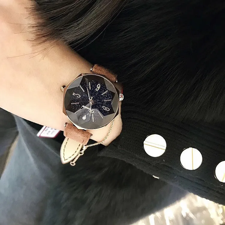 Starry Sky Rhombus Glass Frame Women's Watch