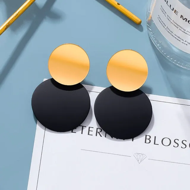 Statement Earrings For Women Black Arcylic Gold Geometric Tassel Drop Earings