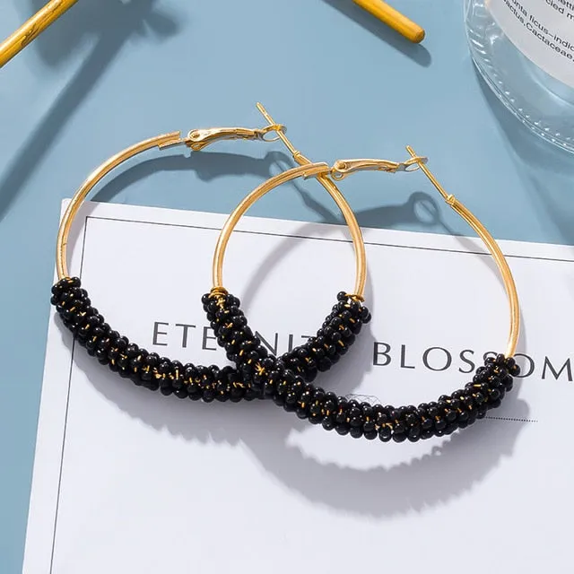 Statement Earrings For Women Black Arcylic Gold Geometric Tassel Drop Earings
