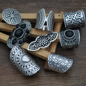 Statement Ring Set 8 Different Styles You Choose 5 To 11 Stacking Rings Opal Black Stones Agate Bohemian Turquoise Elephant Green Crystal Pink White Stone Gold Silver Boho Gypsy Jewelry