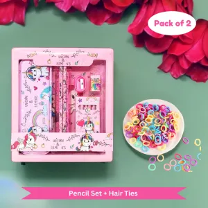 stationery Gift set and Hair ties for girls kids for school (Pack of 2 , Multicolor)