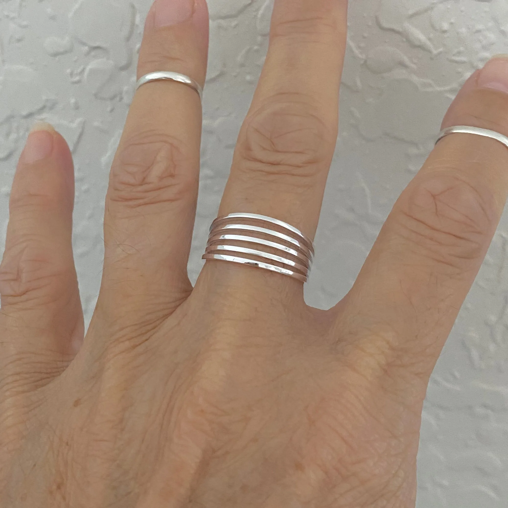 Sterling Silver Multiple Thin Bands Ring, Silver Ring, Silver Band, Boho Ring