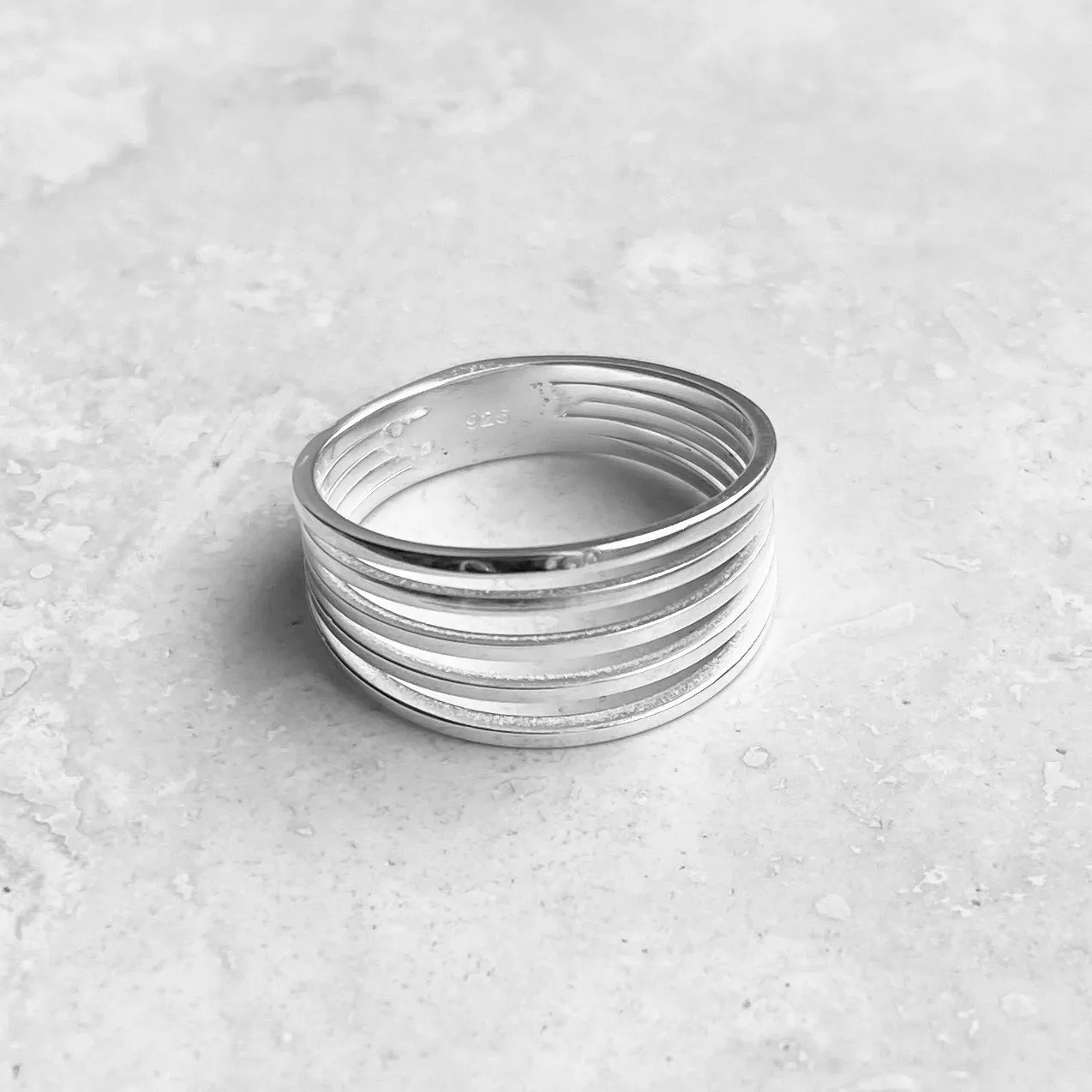 Sterling Silver Multiple Thin Bands Ring, Silver Ring, Silver Band, Boho Ring