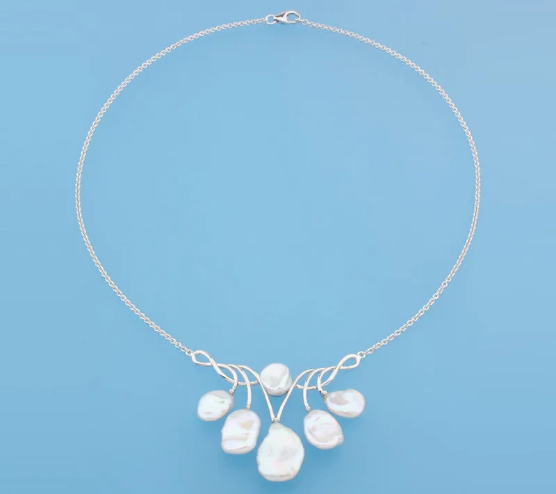 Sterling Silver Necklace with 9-15mm Baroque Shape Freshwater Pearl