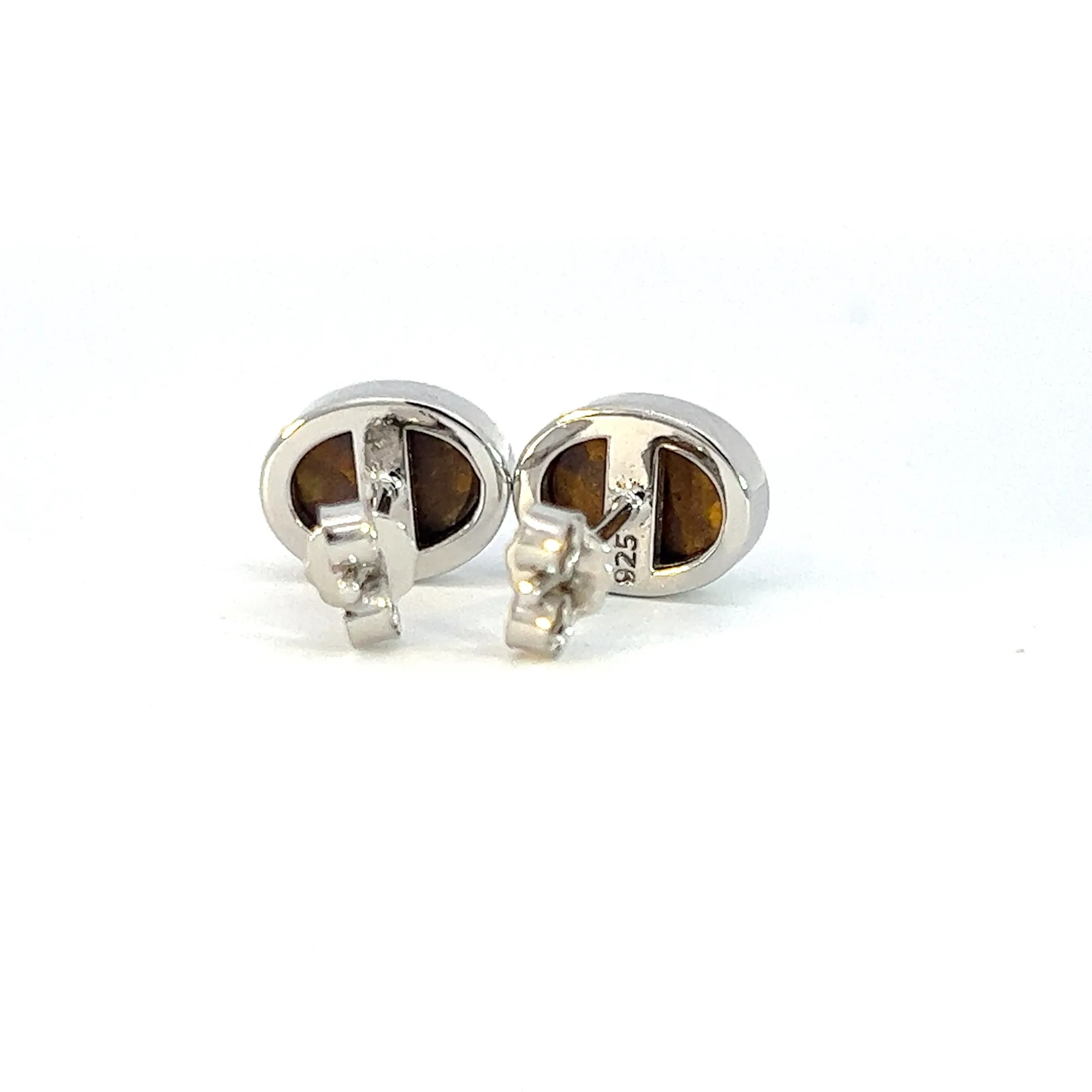 Sterling Silver Opal Doublet Stud Earrings - 8x6mm Oval, Dainty and Minimalist Opal Jewelry, Cute Gift for Her, Handmade Birthstone Studs