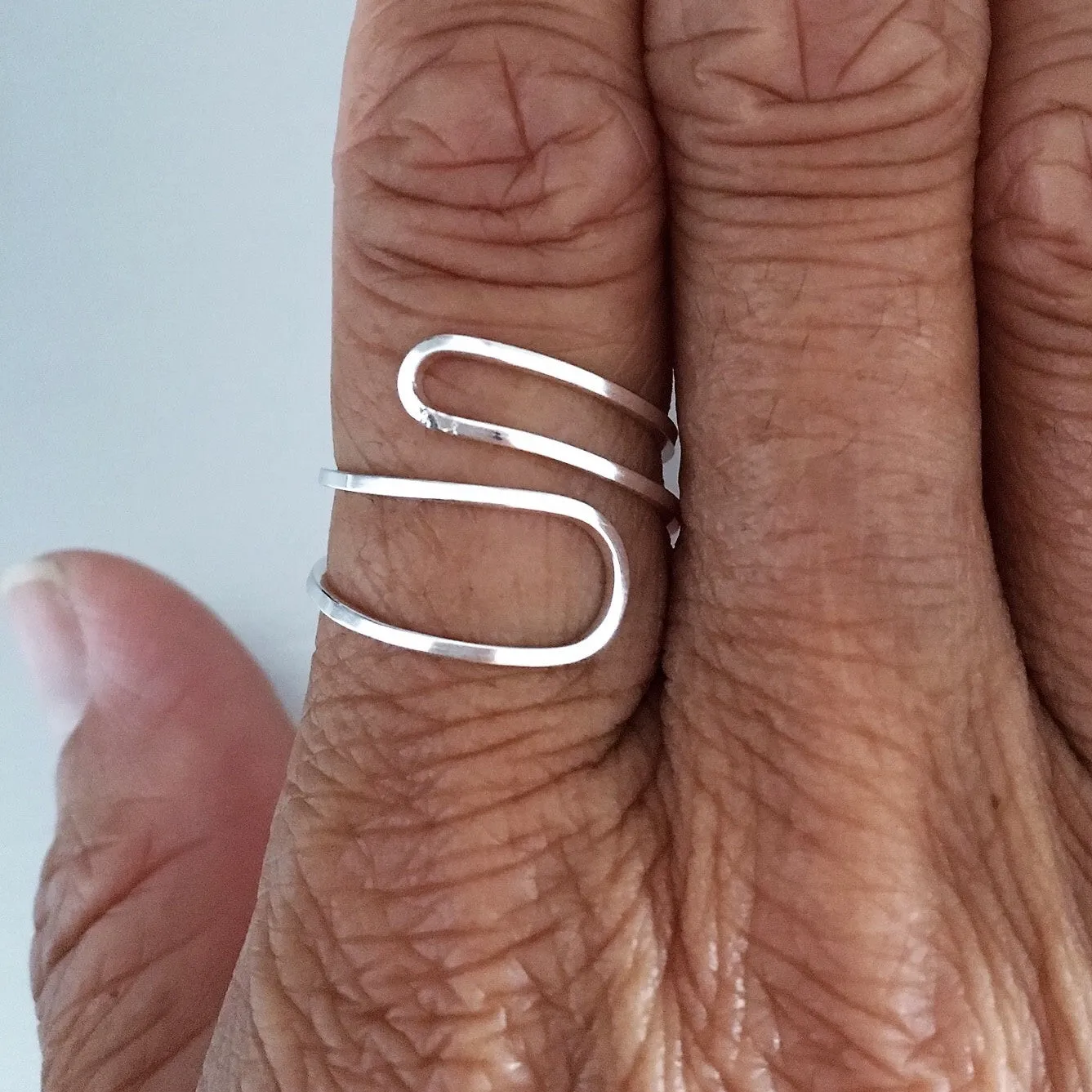 Sterling Silver Thin Double Loop Ring, Boho Ring, Dainty Ring, Silver Ring
