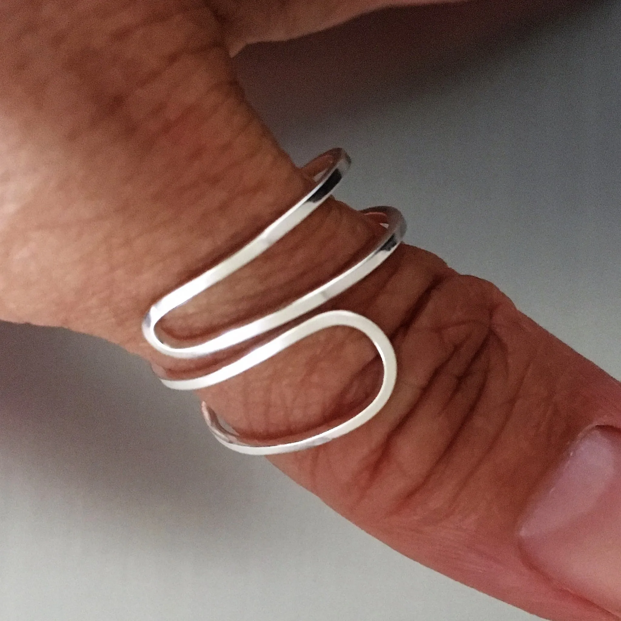 Sterling Silver Thin Double Loop Ring, Boho Ring, Dainty Ring, Silver Ring