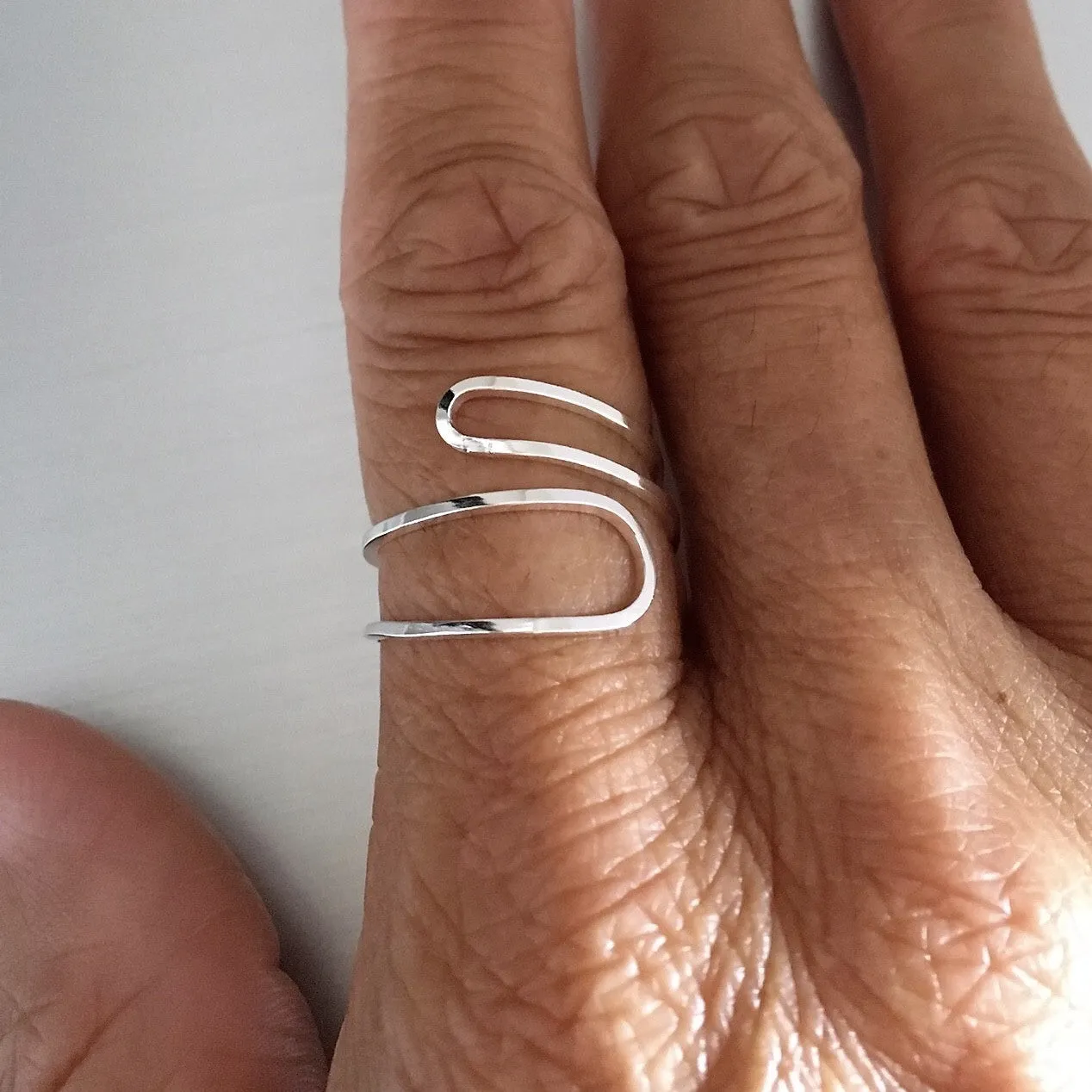 Sterling Silver Thin Double Loop Ring, Boho Ring, Dainty Ring, Silver Ring