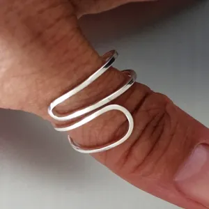Sterling Silver Thin Double Loop Ring, Boho Ring, Dainty Ring, Silver Ring