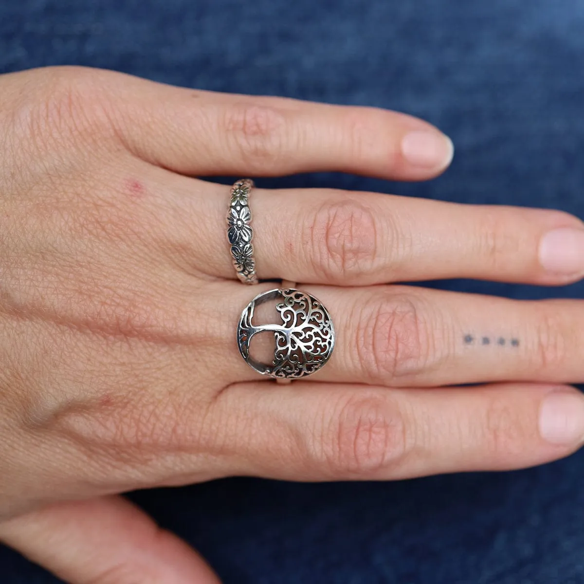 Sterling Silver Tree of Life Shield Ring