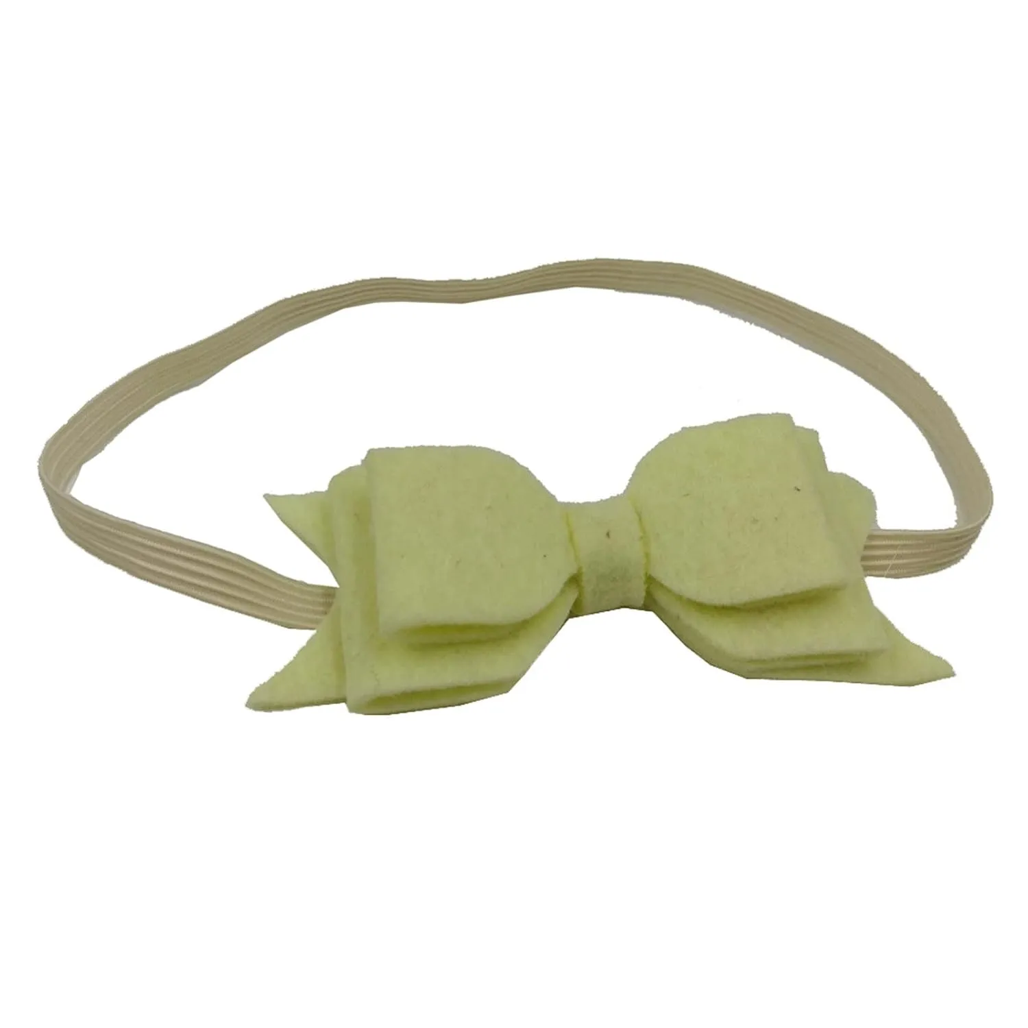 Stretch Hair Band Baby Girls Solid Color Headband Bowknot Elastic Hair Band For Infant Toddler Stretch Head Wraps (Beige, One Size)