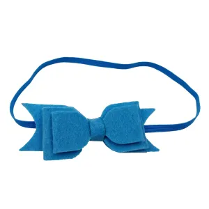 Stretch Hair Band Baby Girls Solid Color Headband Bowknot Elastic Hair Band For Infant Toddler Stretch Head Wraps (Blue, One Size)