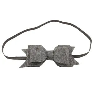 Stretch Hair Band Baby Girls Solid Color Headband Bowknot Elastic Hair Band For Infant Toddler Stretch Head Wraps (Grey, One Size)