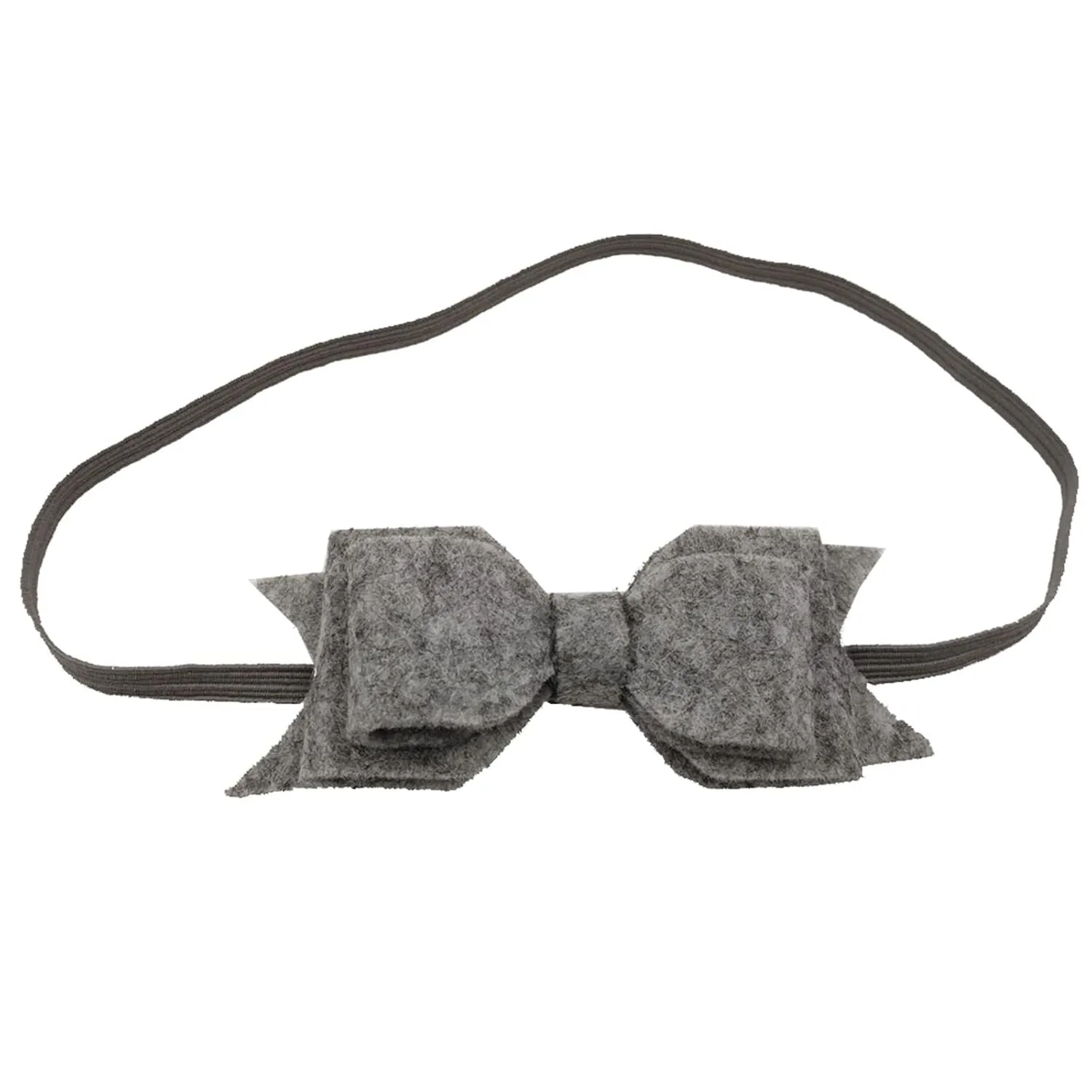 Stretch Hair Band Baby Girls Solid Color Headband Bowknot Elastic Hair Band For Infant Toddler Stretch Head Wraps (Grey, One Size)