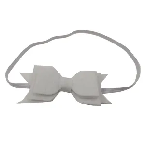 Stretch Hair Band Baby Girls Solid Color Headband Bowknot Elastic Hair Band For Infant Toddler Stretch Head Wraps (White, One Size)