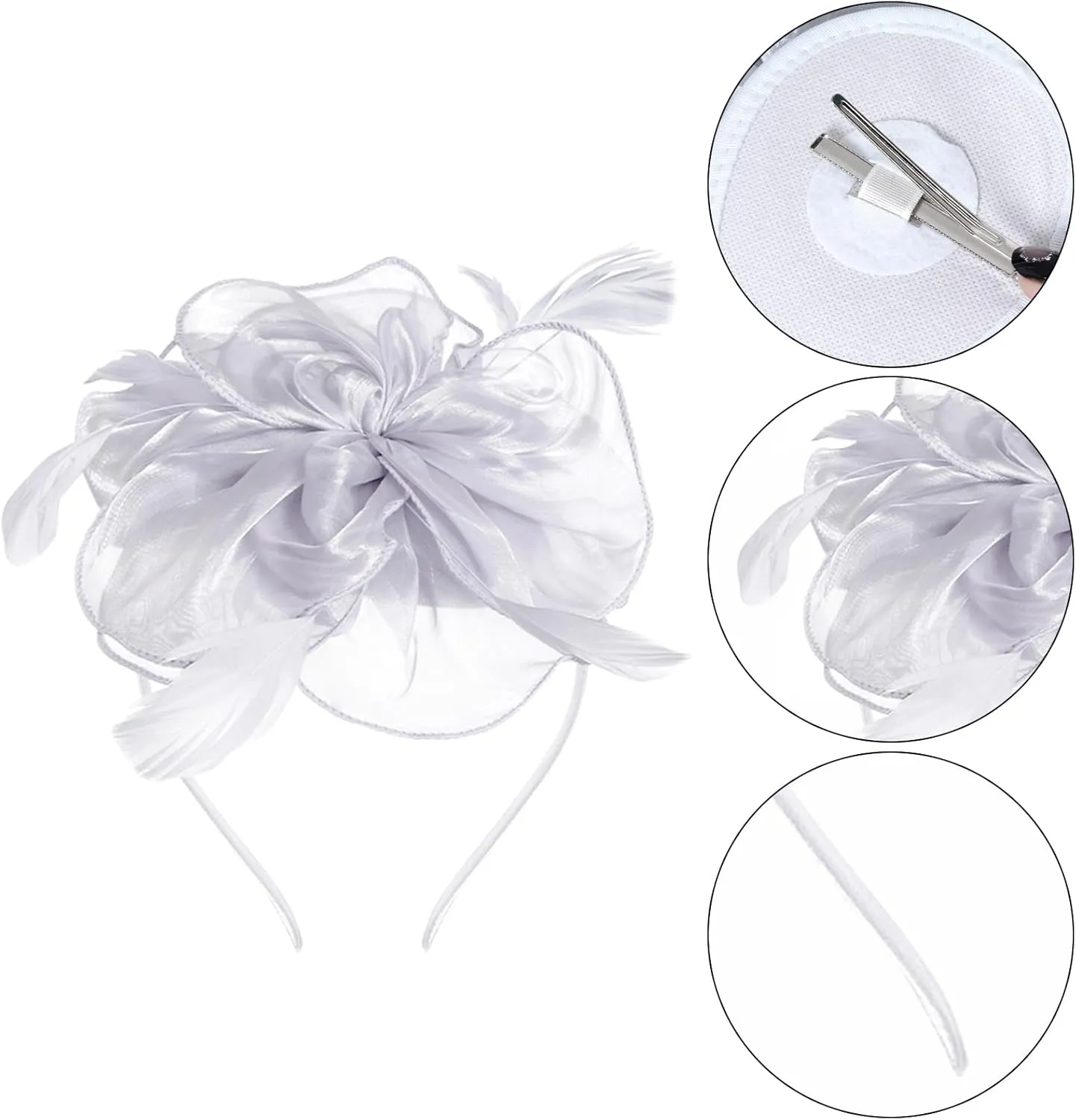 Sucrain 2 Pcs Fascinators Hat for Women Headband Tea Party with Lace Glove