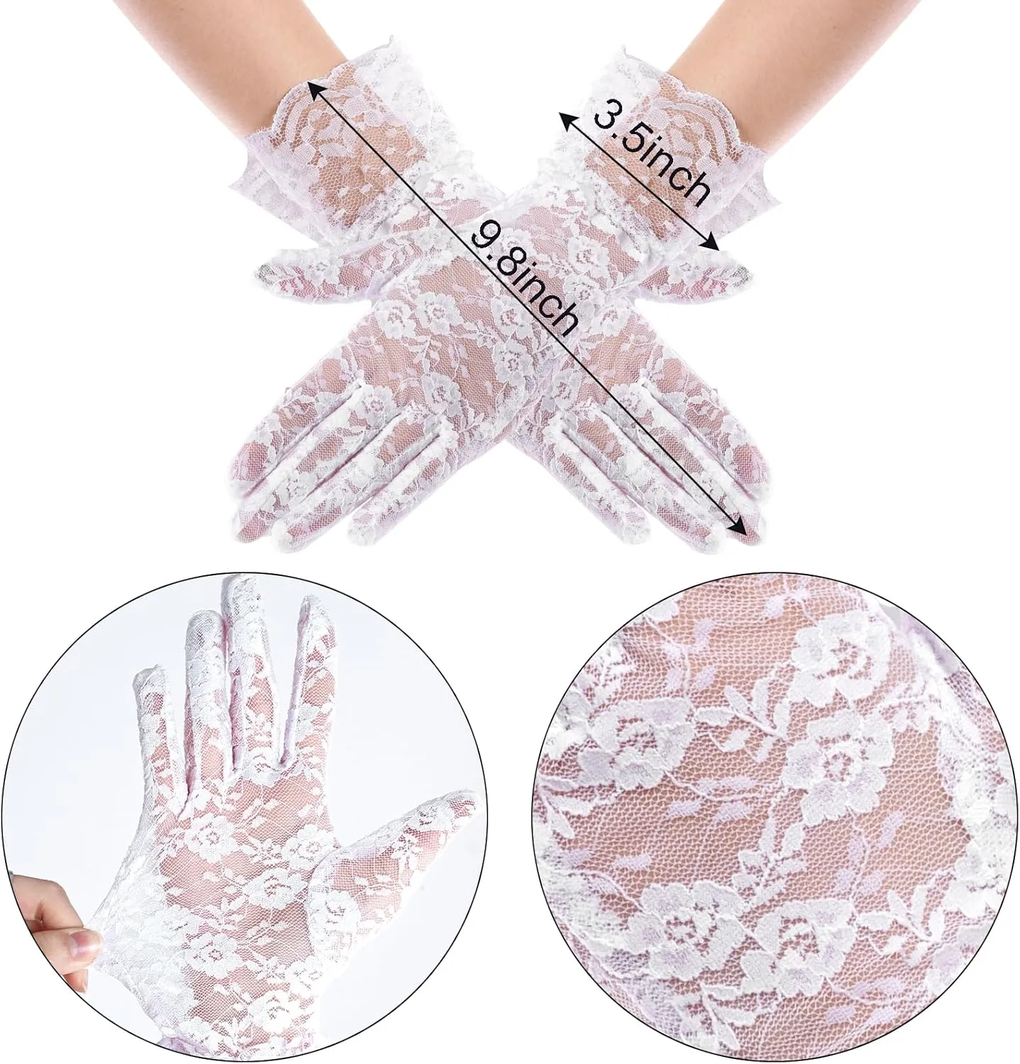 Sucrain 2 Pcs Fascinators Hat for Women Headband Tea Party with Lace Glove