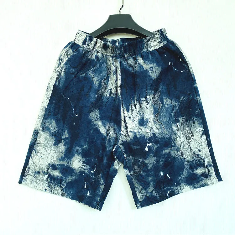 Summer Beach Pants Men Trendy INS Loose Bermuda Shorts Cotton Korean Couple Casual Beachwear