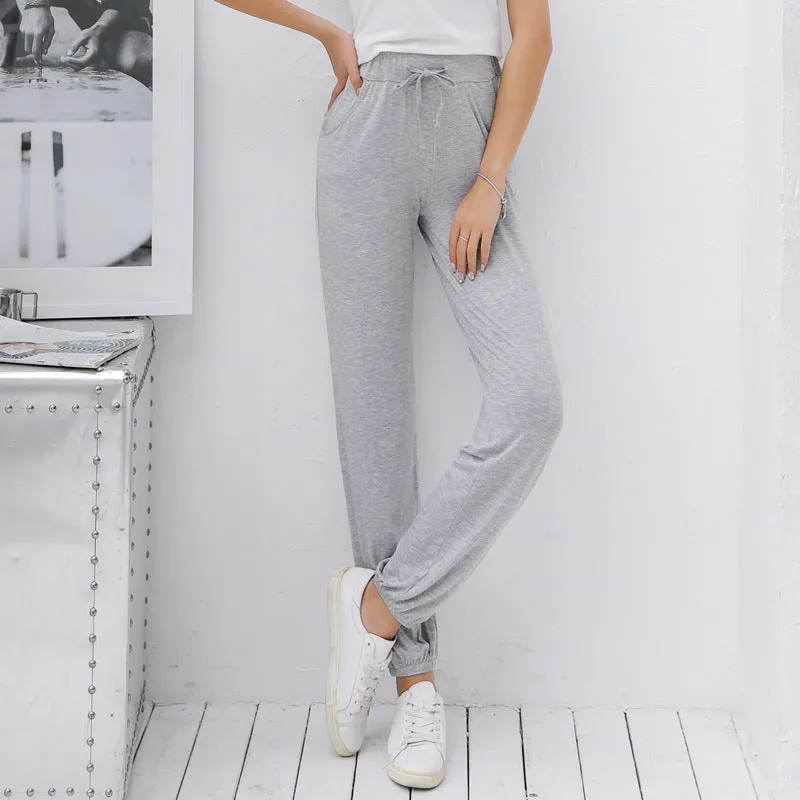 Summer Modal Loose Plus Size Casual Women Lantern Yoga Fitness Sporty Ankle-Length Pants
