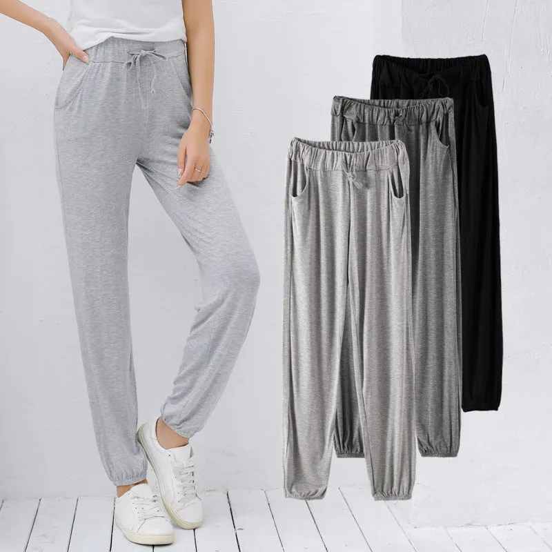 Summer Modal Loose Plus Size Casual Women Lantern Yoga Fitness Sporty Ankle-Length Pants