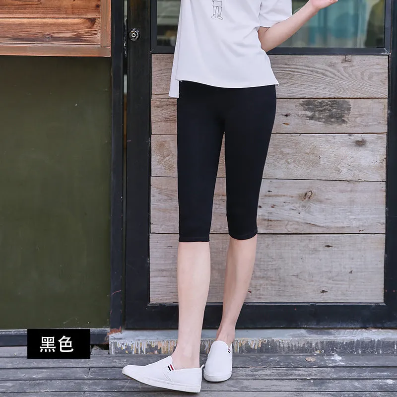 Summer Modal Three Quarter High Waist Thin Korean Slimming Outdoor Plus Size Slim-Look Women Pants Leggings
