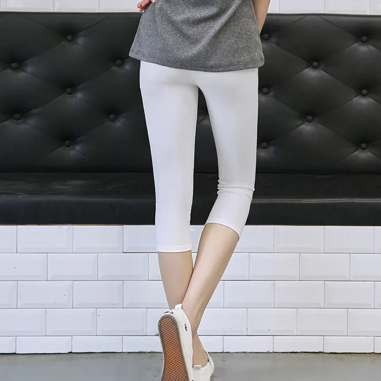 Summer Modal Three Quarter High Waist Thin Korean Slimming Outdoor Plus Size Slim-Look Women Pants Leggings
