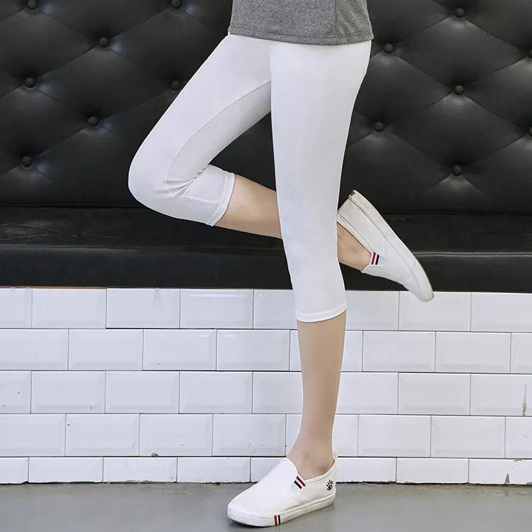 Summer Modal Three Quarter High Waist Thin Korean Slimming Outdoor Plus Size Slim-Look Women Pants Leggings