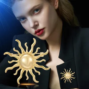 Sun Brooch Pin Gold-Plated Lapel Pins Jewelry Birthday Gifts for Women Men