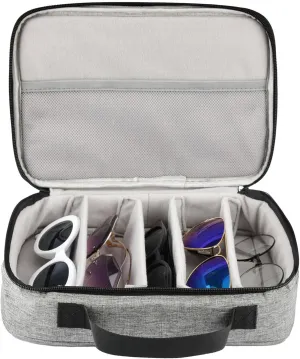 Sunglasses Storage Box  Multi-Pair Glasses Case, Adjustable Organizer | Protective Eyewear Holder with Dividers, Lightweight Sunglass Case for Men and Women, Suitable for Travel, Offices, Home