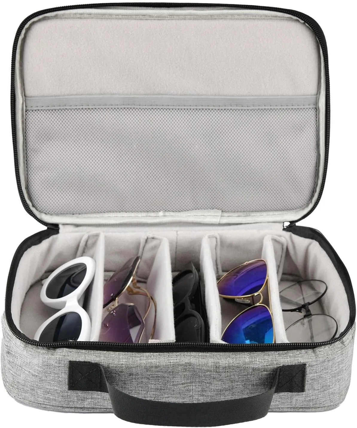 Sunglasses Storage Box  Multi-Pair Glasses Case, Adjustable Organizer | Protective Eyewear Holder with Dividers, Lightweight Sunglass Case for Men and Women, Suitable for Travel, Offices, Home