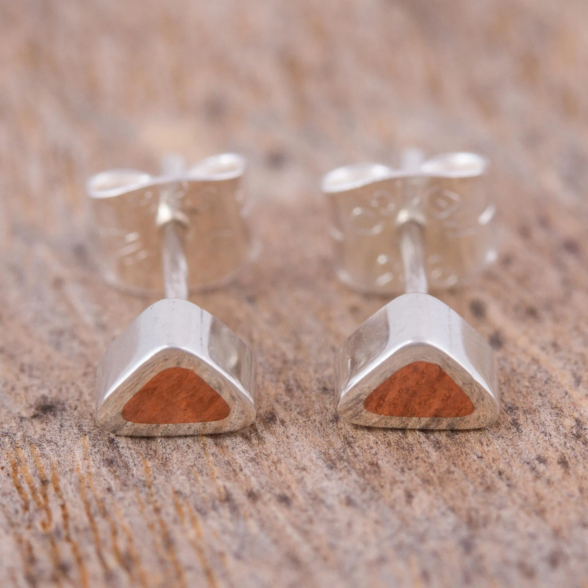 Sunny Spark Copper on Sterling Silver Stud Earrings from Taxco