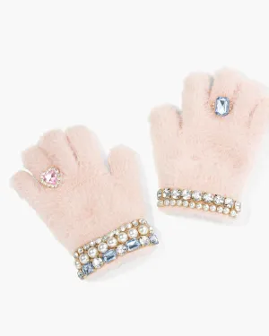 Super Smalls Ice Skating Jeweled Gloves | Embellished with Colorful Gemstones | Fits 4-10 Years Old