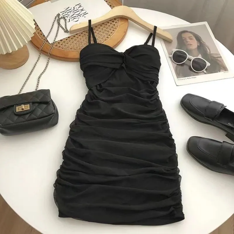 Suspender Dress for Women Sexy Shirring Mini Chic Summer Wear