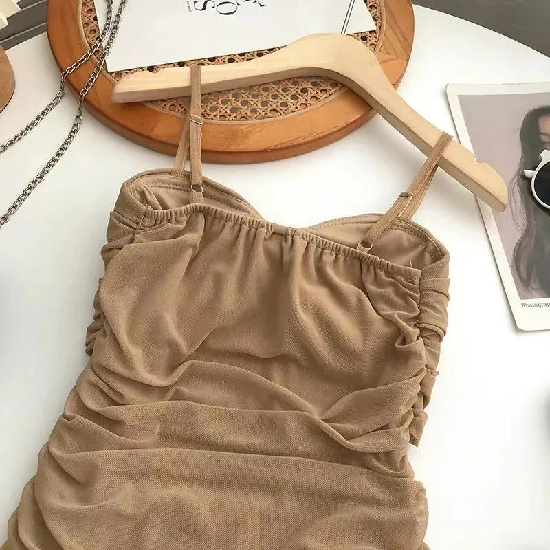 Suspender Dress for Women Sexy Shirring Mini Chic Summer Wear