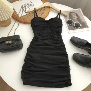 Suspender Dress for Women Sexy Shirring Mini Chic Summer Wear