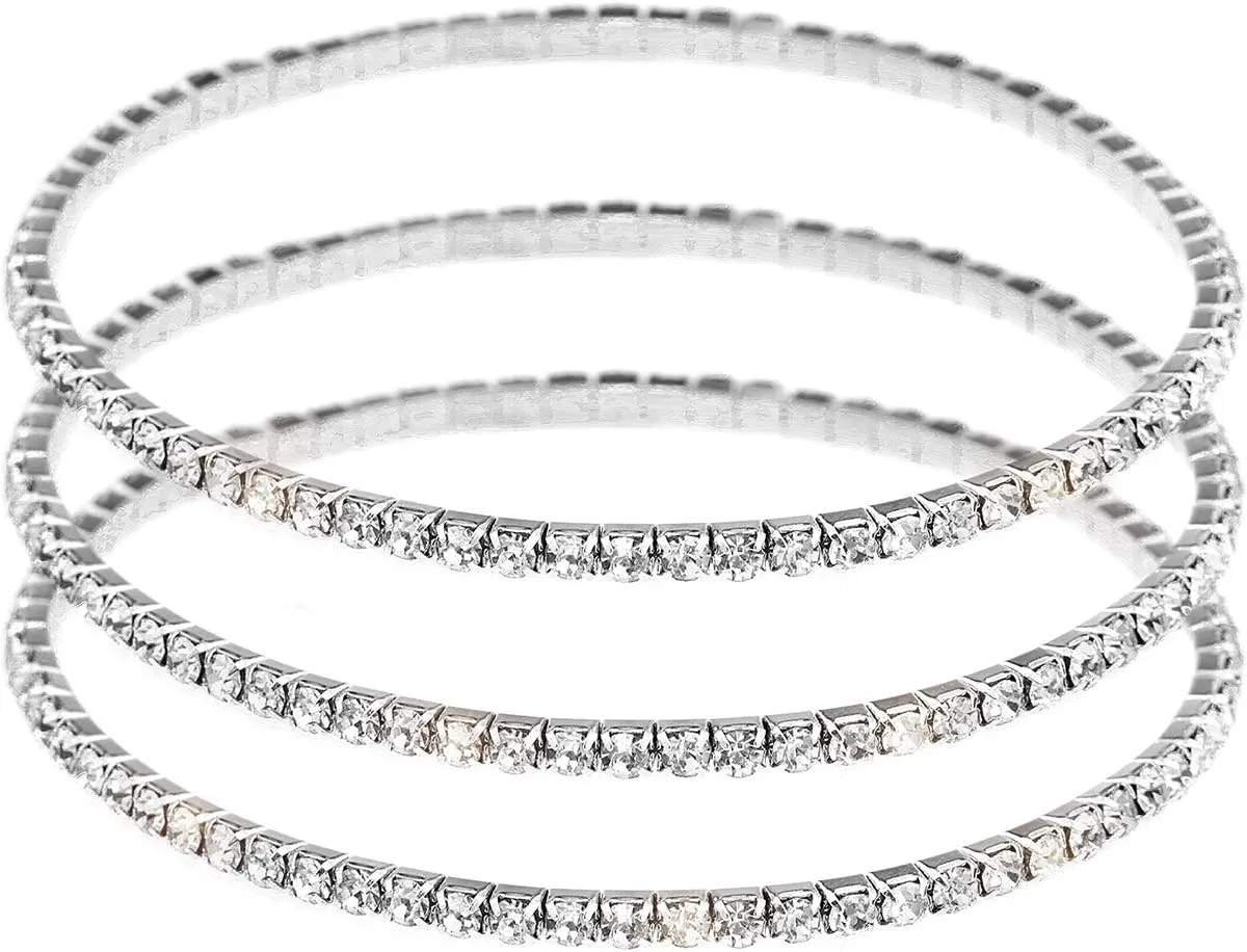 Suyi Crystal Ankle Bracelet for Women Diamond Tennis Stretch Anklets Elastic Foot Chain